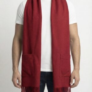 EloraTrends Premium Woolen Shawl / Muffler – Deep Ruby Red, Winter Essential Scarf for Men & Women