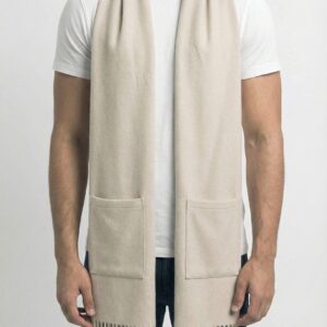 EloraTrends Premium Woolen Shawl / Muffler – Soft Cream, Winter Essential Scarf for Men & Women