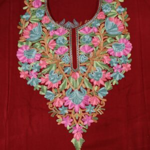 EloraTrends Woolen Kashmiri Kurti – Rich Rust-Orange with Kashida Floral Embroidery | Winter Ethnic Wear